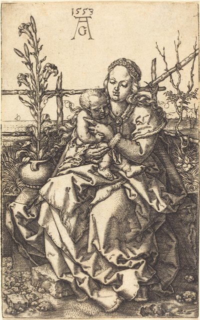 Siedząca Dziewica, 1553. autorstwa Heinrich Aldegrever