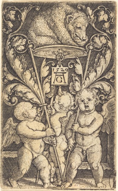 Trzy amorki i niedźwiedź autorstwa Heinrich Aldegrever