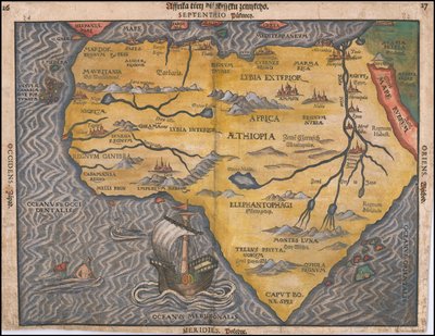 Mapa Afryki w języku czeskim z 1592 r. autorstwa Heinricha Büntinga autorstwa Heinrich Bünting