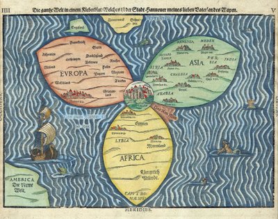 Trzy kontynenty z Jerozolimą w centrum świata par Heinrich Buntig (Buentig) (1545-1606) autorstwa Heinrich Buntig