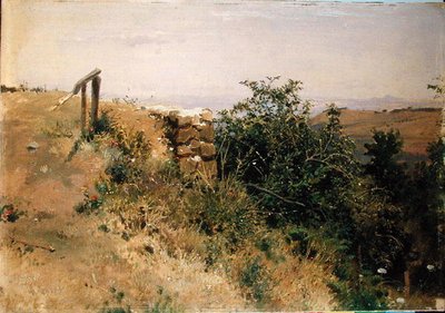 Pejzaż włoski (olej na papierze nałożony na tekturę) autorstwa Heinrich Dreber