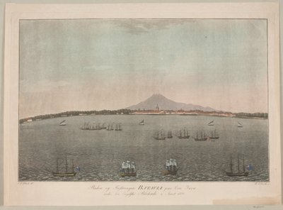 Miasto i twierdza Batavia na wyspie Jawa podczas angielskiej blokady w 1800 roku autorstwa Heinrich Grosch