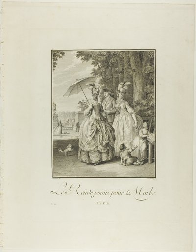 Rendezvous For Marly, z Monument du Costume Physique et Moral de la fin du Dix-huitième siècle autorstwa Heinrich Guttenberg