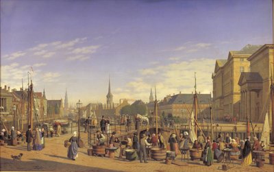 Widok z Gammel Strand w kierunku Christiansborg autorstwa Heinrich Hansen