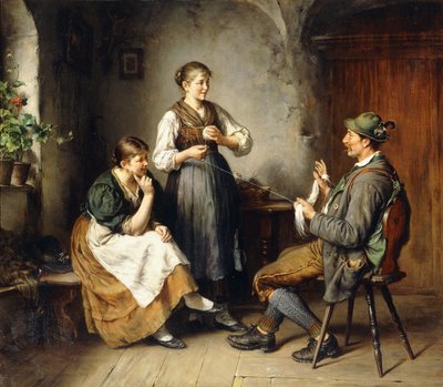 Trzy postacie we wnętrzu autorstwa Heinrich Hirt