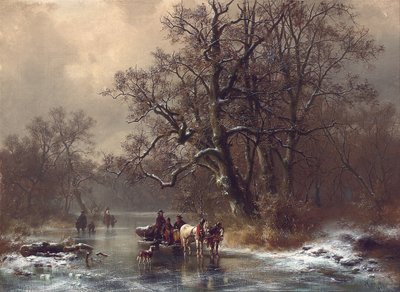 Drwale na zamarzniętym szlaku wodnym, 1873 autorstwa Heinrich Hofer