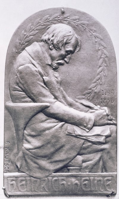 Medalion portretowy Heinricha Heinego (1797-1856) (brąz) (fot. bw) autorstwa Heinrich Kautsch