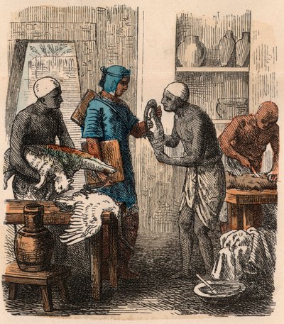 Starożytny Egipt: Balsamowanie zwierząt, 1866 autorstwa Heinrich Leutemann