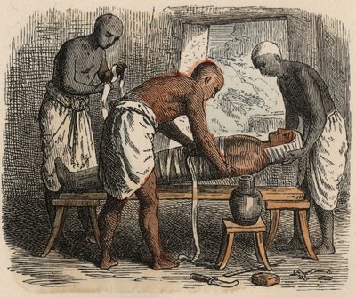 Starożytny Egipt: Zawijanie mumii, 1866 r. autorstwa Heinrich Leutemann