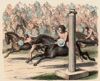 Starożytna Grecja: sport: szybkie wsiadanie i zsiadanie z konia autorstwa Heinrich Leutemann
