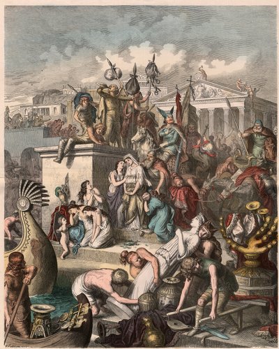Starożytny Rzym: splądrowanie Rzymu przez Wandalów, 2 czerwca 455, 1866 r. autorstwa Heinrich Leutemann