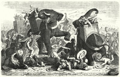 Bitwa o Gazę, 312 pne (grawerowanie) autorstwa Heinrich Leutemann