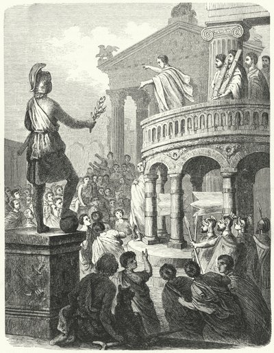 Cyceron przemawiający do ludu Rzymu z Rostra autorstwa Heinrich Leutemann