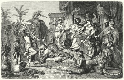 Scena dworska z jednego z hellenistycznych królestw, na które po jego śmierci zostało podzielone imperium Aleksandra Wielkiego (rycina) autorstwa Heinrich Leutemann