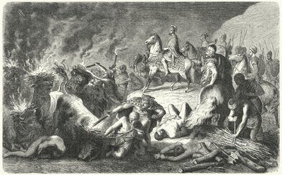 Hannibal podczas oblężenia Casilinum, 216-215 pne (rycina) autorstwa Heinrich Leutemann
