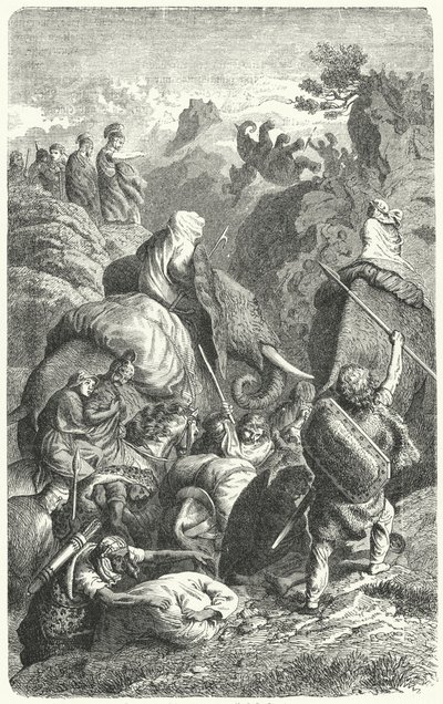 Przejście Hannibala przez Alpy, 218 pne (rycina) autorstwa Heinrich Leutemann