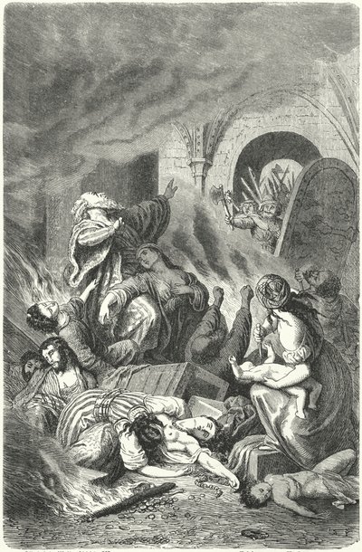 Masakra Żydów w Yorku autorstwa Heinrich Leutemann