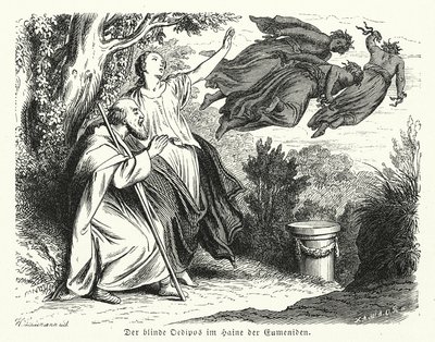 Edyp i Antygona w gaju Eumenidów (rycina) autorstwa Heinrich Leutemann