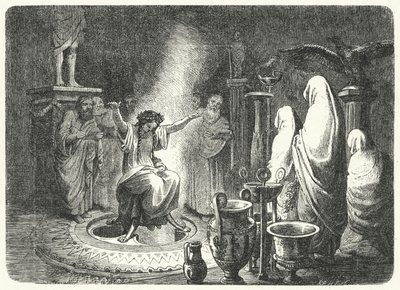 Pytia, Wysoka Kapłanka Świątyni Apolla w Delfach (rycina) autorstwa Heinrich Leutemann