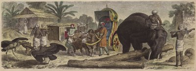 Scena w Bengalu, Indie (kolorowy grawerunek) autorstwa Heinrich Leutemann