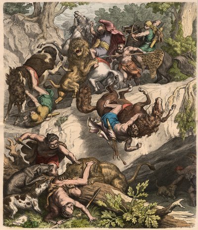 Kartagińczycy: Polowanie na lwa, 1866 autorstwa Heinrich Leutemann