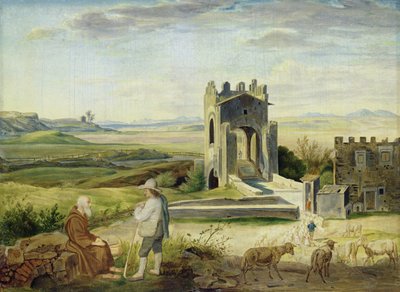 Krajobraz Campagna w pobliżu mostu Nomentano (olej na papierze nałożony na tekturę) autorstwa Heinrich Maria von Hess