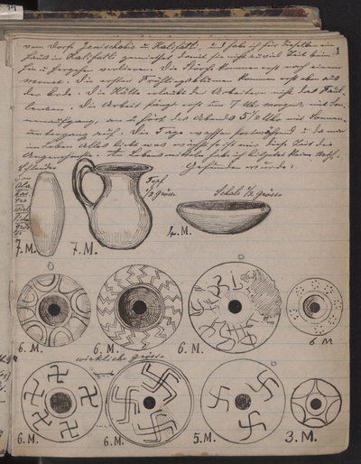 Dziennik Schliemanna zawiera szkice odkryć, 1873 r. autorstwa Heinrich Schliemann