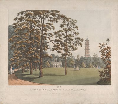 Widok w ogrodach Kew Alhambry i Pagody, 1813. autorstwa Heinrich Schutz
