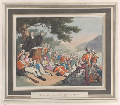 Żołnierze uczestniczący w służbie Bożej, 1 sierpnia 1798 r. autorstwa Heinrich Schutz