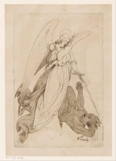 Anioł podnosi świętą kobietę i pokonuje demona autorstwa Heinrich Vianden