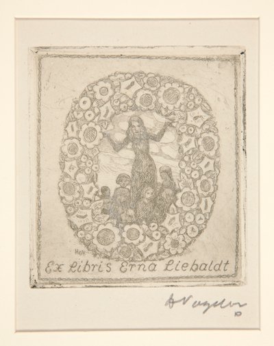 Ekslibris: Ekslibris Erna Liebaldt autorstwa Heinrich Vogeler