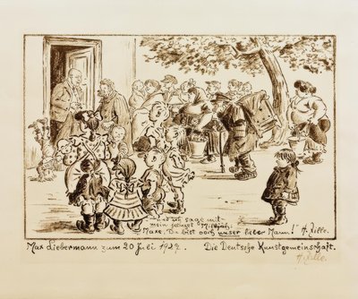 Kartka urodzinowa na 80. urodziny Liebermanna / H.Zille autorstwa Heinrich Zille