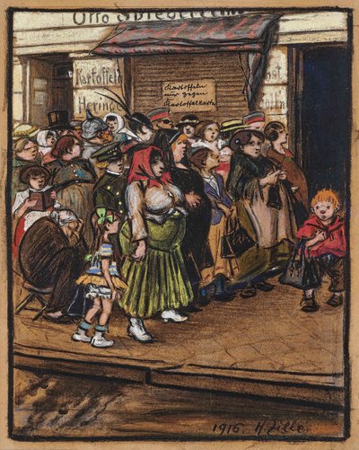 Kolejka do ziemniaków, 1916. autorstwa Heinrich Zille
