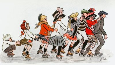 Klub wrotkarski wokół Alex autorstwa Heinrich Zille