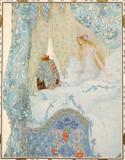 Księżniczka na ziarnku grochu z Opowieści Hansa Christiana Andersena, wyd. 1911 autorstwa Heinrich and Urban Lefler