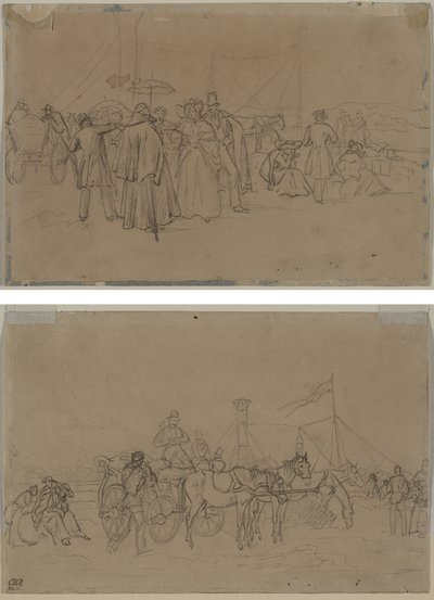 Pasażerowie na parowiec Ren (recto) Pasażerowie na parowiec Ren (verso) autorstwa Heinrich von Mayr
