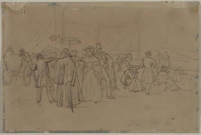 Pasażerowie parowca Rhine recto, drugi lub trzeci kwartał XIX wieku. autorstwa Heinrich von Mayr