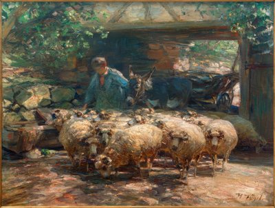 Wypędzając się ze stada owiec, autorstwa Heinrich von Zügel