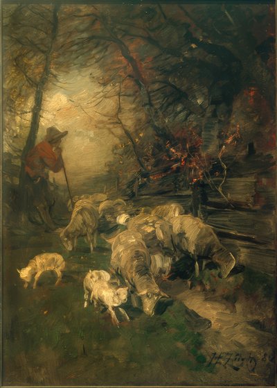 Pasterz z owcami autorstwa Heinrich von Zügel