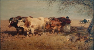 Czterokonny zaprzęg wołów autorstwa Heinrich von Zügel