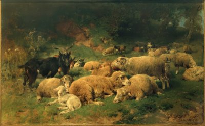 Odpoczywające owce na skraju lasu autorstwa Heinrich von Zügel