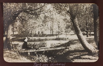 I wojna światowa: Ukraina w latach 1914-1916 podczas najazdu wojsk niemieckich. Park (zdjęcie czarno-białe) autorstwa Heldenfriedhof Dsessentniki (attr. to)