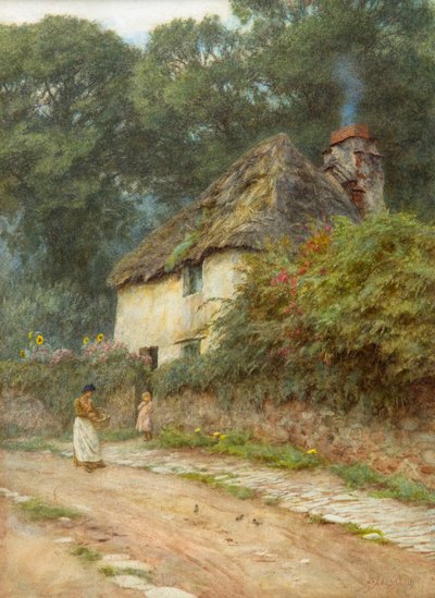 Domek w Devonshire (akwarela) autorstwa Helen Allingham