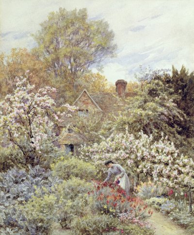 Ogród na wiosnę (akwarela na papierze) autorstwa Helen Allingham