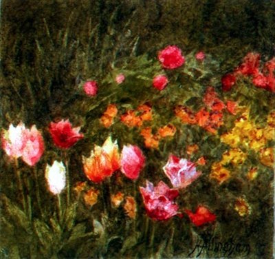 Wiosenny ogród (akwarela) autorstwa Helen Allingham