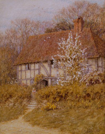 Domek Surrey (akwarela na papierze) autorstwa Helen Allingham