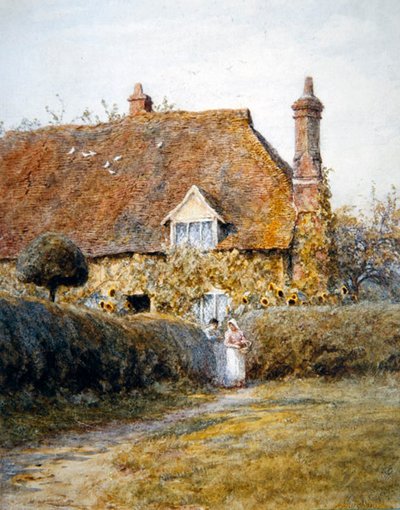 Przy bramie do chaty (akwarela na papierze) autorstwa Helen Allingham