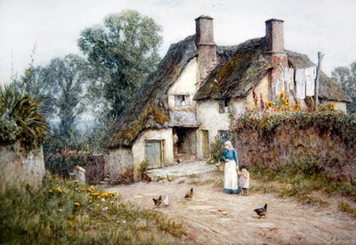 Domek pod Paignton, Devon (akwarela na papierze) autorstwa Helen Allingham