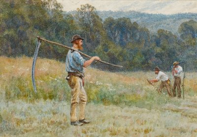 Cięcie siana w Surrey Hills (wc na papierze) autorstwa Helen Allingham