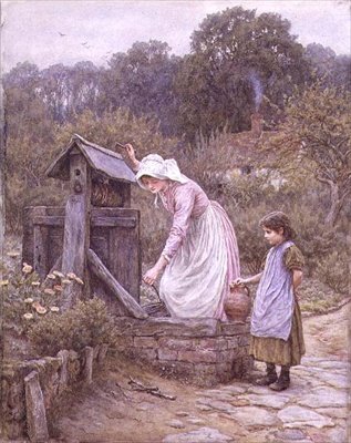 Pobieranie wody (akwarela) autorstwa Helen Allingham